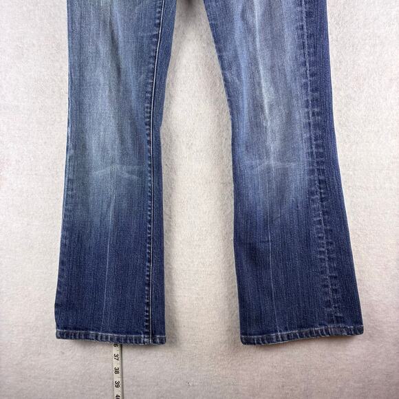 7 For All Mankind Low Rise Bootcut Jeans Women's 27 Blue Fading Western Preppy - Picture 2 of 14